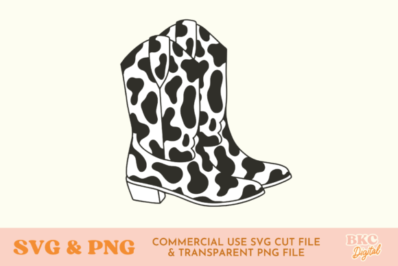 Cow Print Cowboy Boots SVG Sublimation