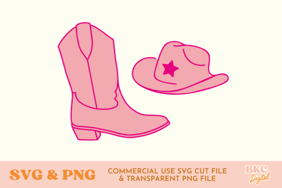Pink Cowboy Boots and Hat SVG PNG Review
