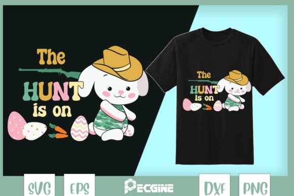 The Hunt is on Cute Bunny Western Easter
